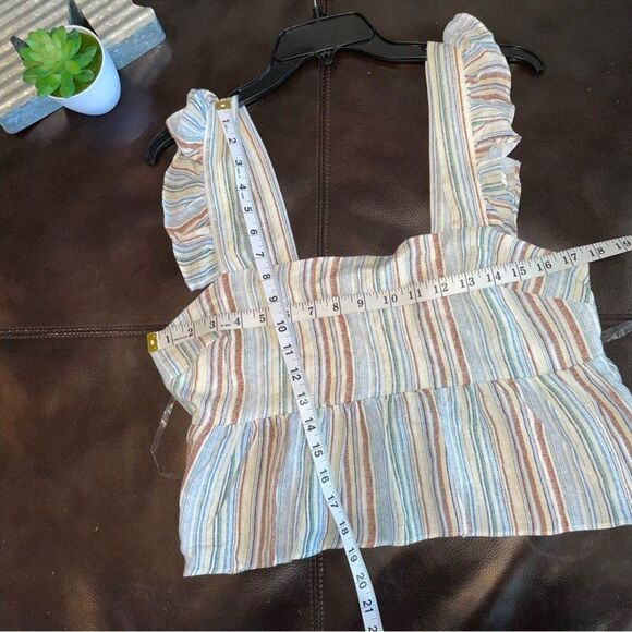 Liberty love crop top women’s size XL strips sleeveless ruffles pullover blouse - Picture 9 of 11